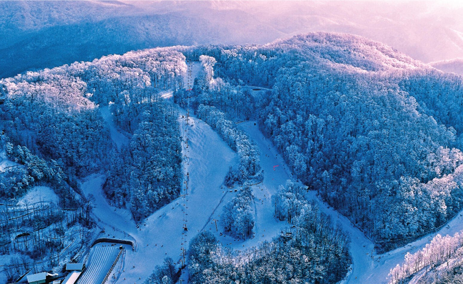 Ober Mountain covered in snow